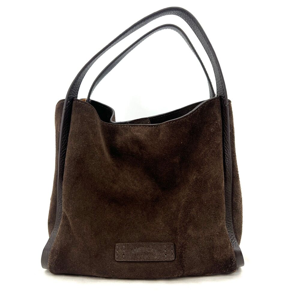 American Leather Co. Brown Suede Leather Hobo Shoulder Bag Tote Purse
